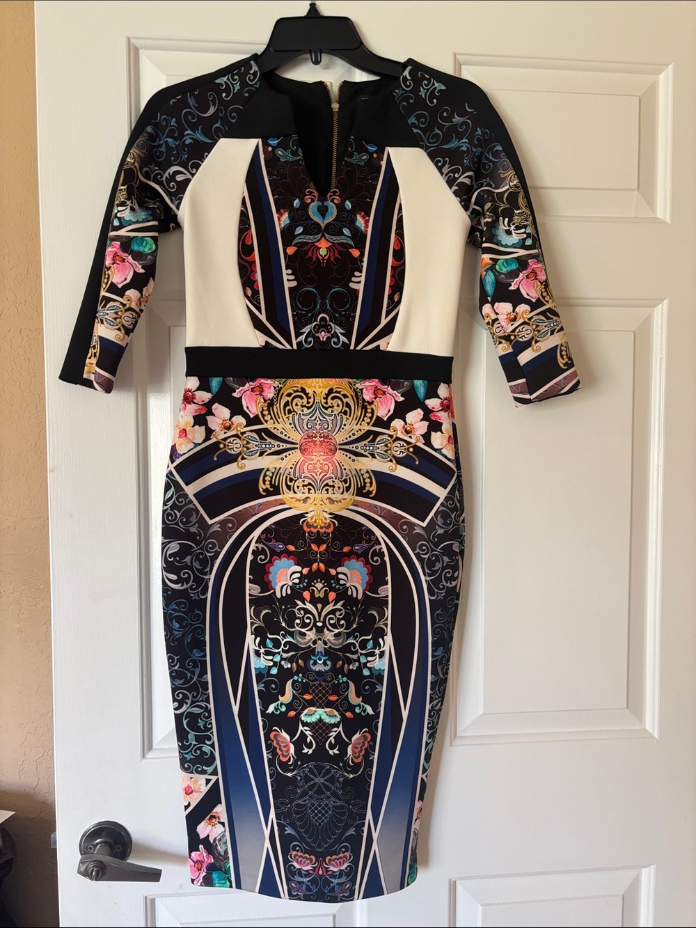 Floral Baroque Bodycon Dress - Multicolor